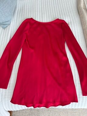 Bright Red Long Sleeve Tunic Dress